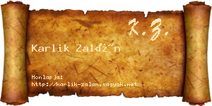 Karlik Zalán névjegykártya